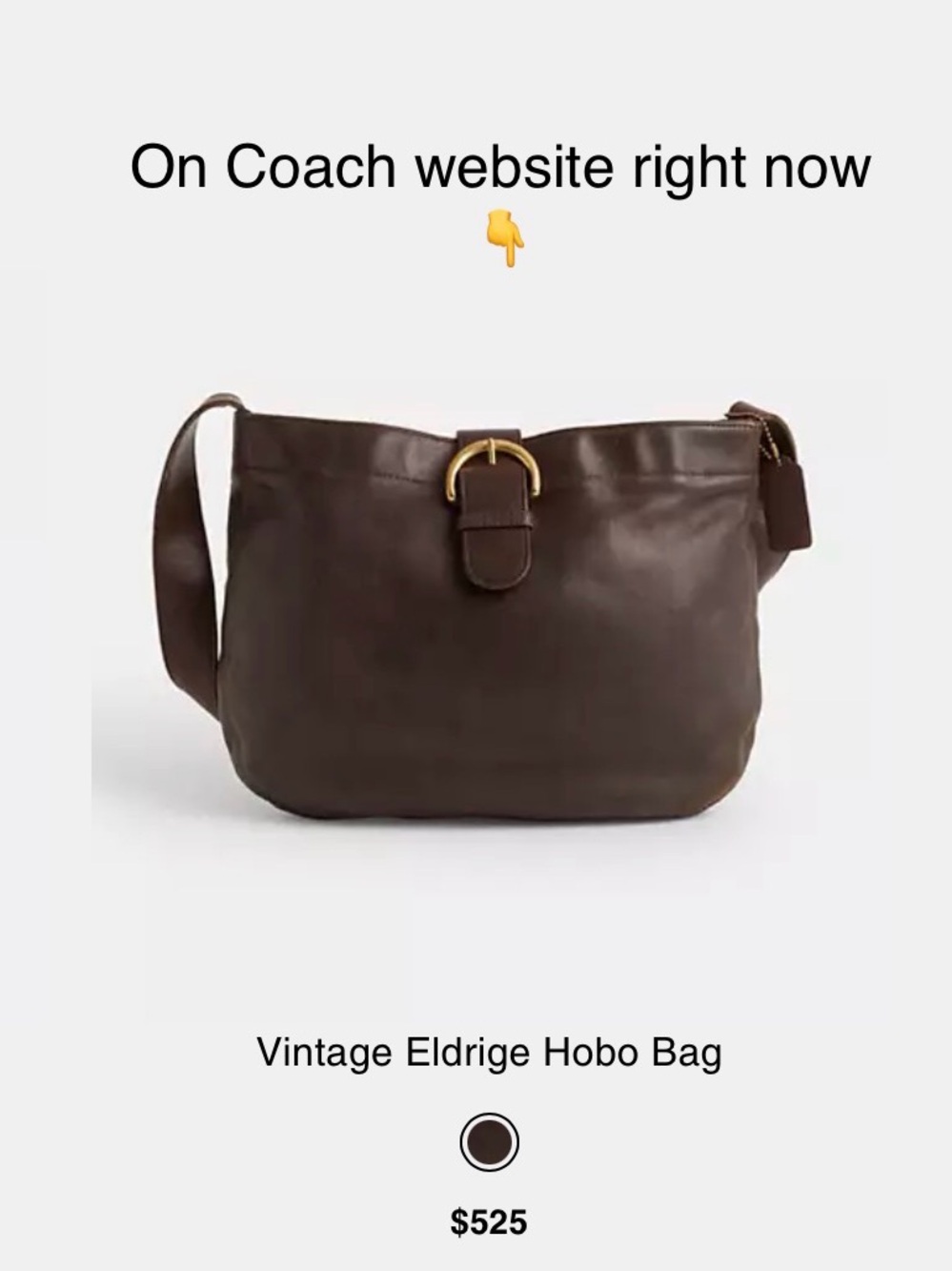 Coach Vintage Dark Brown Leather Shoulder Bag with Gold Buckle 🤩